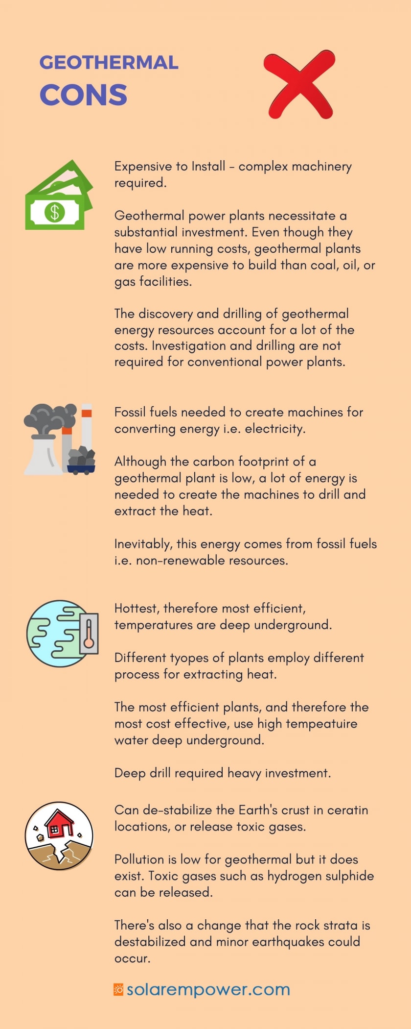 advantages and disadvantages of geothermal energy